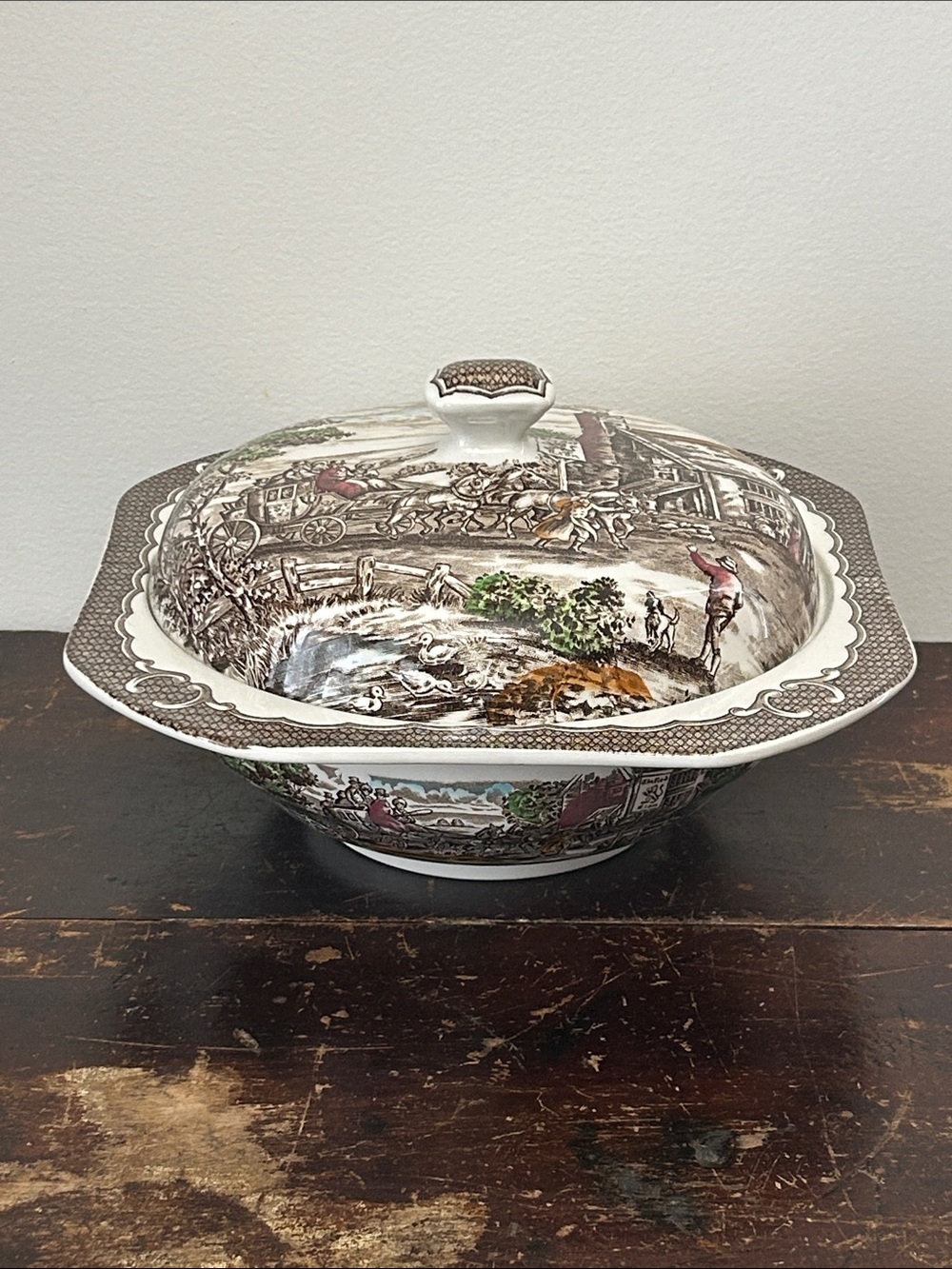 Vintage Lidded Serving Bowl “The Post House” by Wood & Sons of England